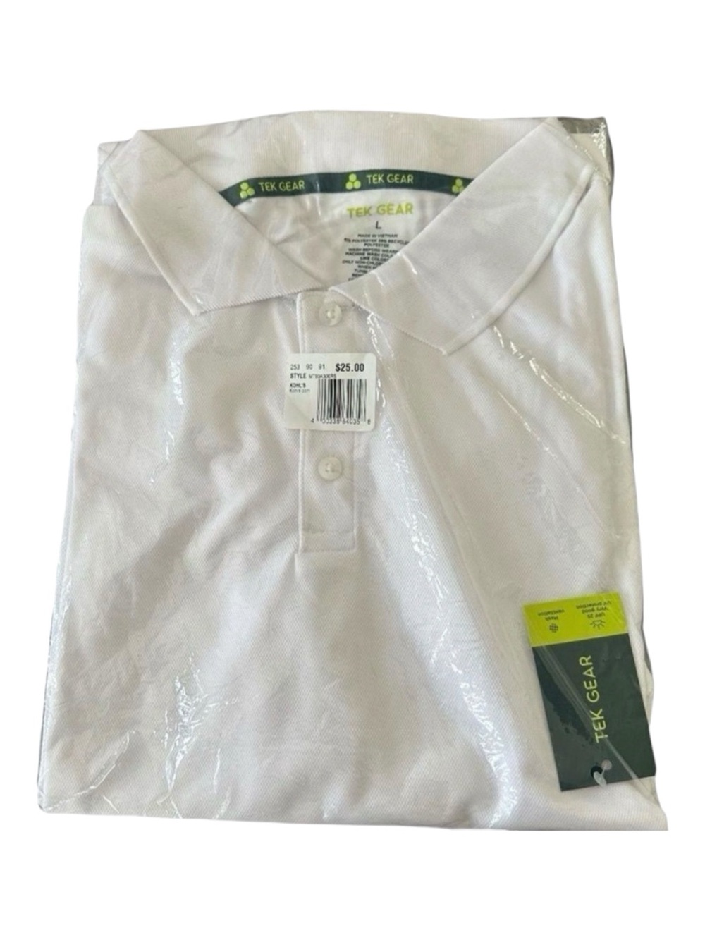 Tek Gear Men's Dry-Tek Performance Golf Polo Shirt Large NWT White